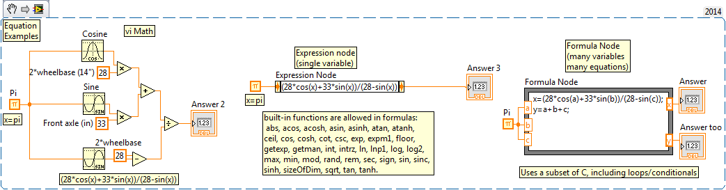 LabVIEW Handling Equations Example